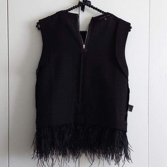 Endless Rose Black Feathered Hem & Exposed Silvertone Zipper Camisole Size Small - Picture 14 of 16